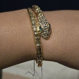 Gold and Green Snake Bracelet By NATASHA
